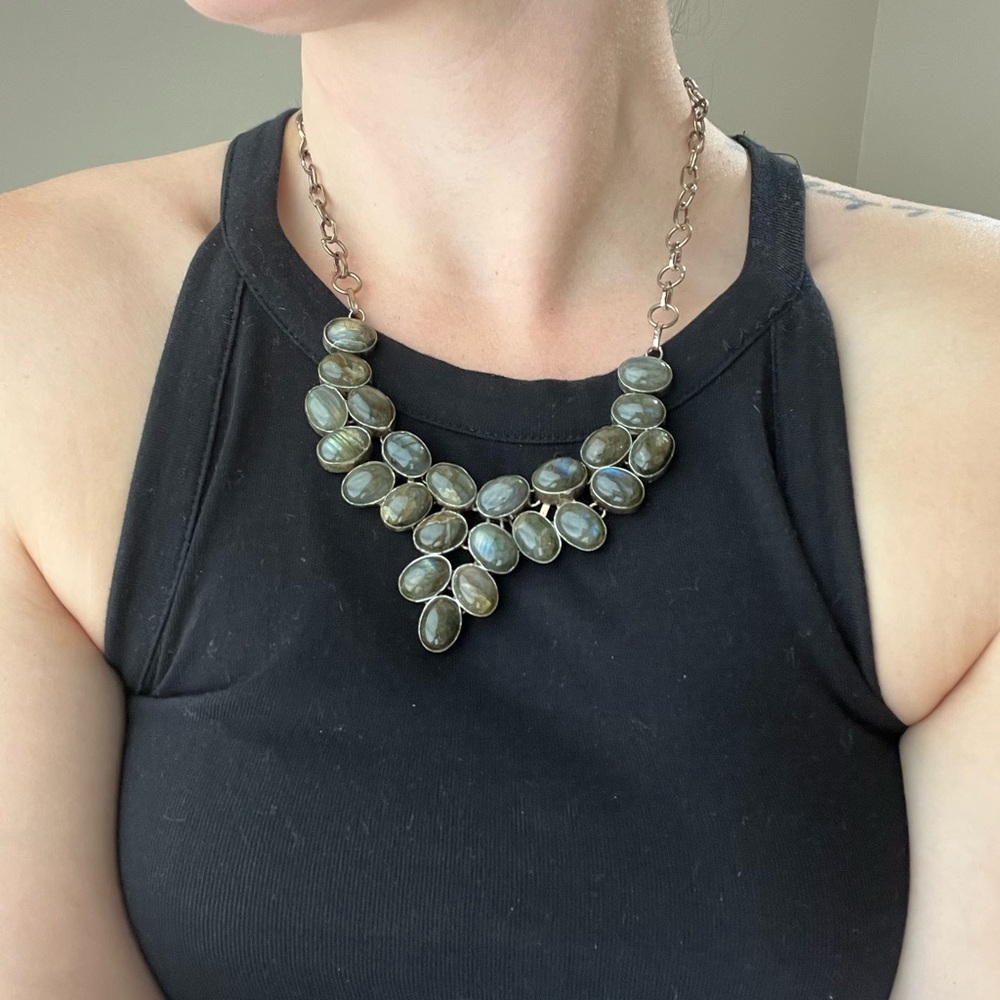 Labradorite Sterling Silver Statement Necklace Fi… - image 5
